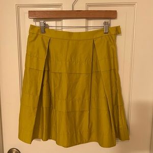 JCrew citron pleated, 100% cotton skirt, size 0.